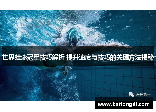 世界蛙泳冠军技巧解析 提升速度与技巧的关键方法揭秘